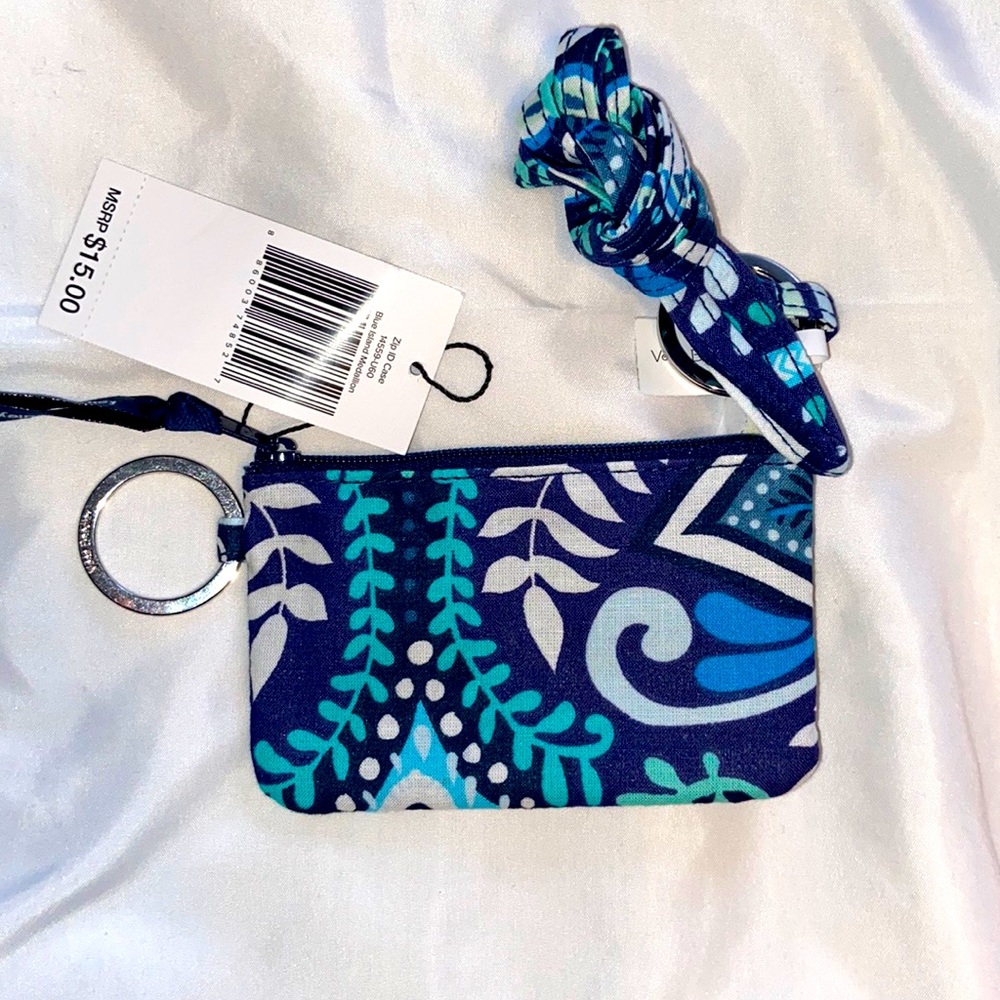 Vera Bradley Zip ID Case & Lanyard Blue Island Medallion